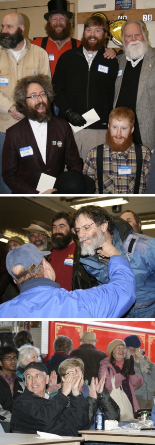 Top photo: Winners of the Beard-Growing Contest