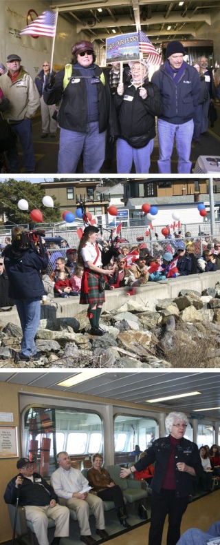 About 225 mainlanders and islanders walked off the ferry at Sidney