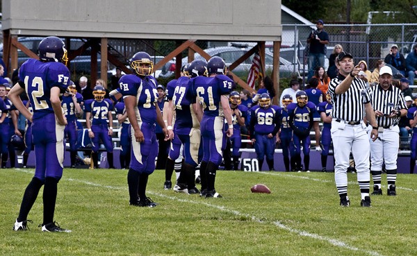 Friday Harbor's Donny Galt (12) had two interceptions in the first quarter of the Island Cup game