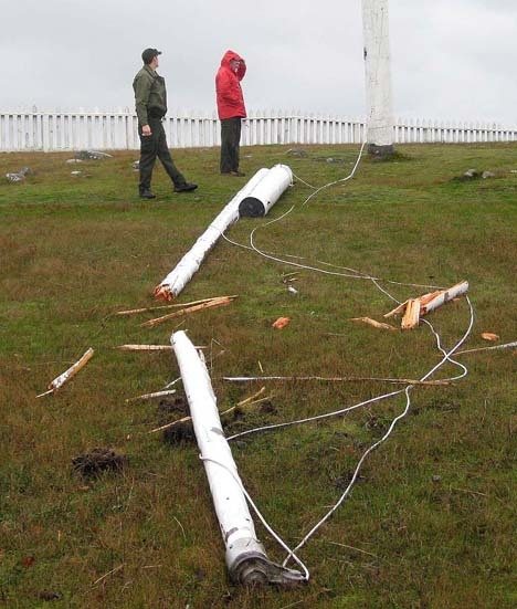 High winds knocked down 90-foot garrison flagpole at American Camp