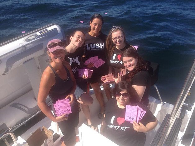 LUSH Seattle employees volunteer with FRIENDS of San Juans to do a drift card drop to track the effects of an oil spill in the Salish Sea. 