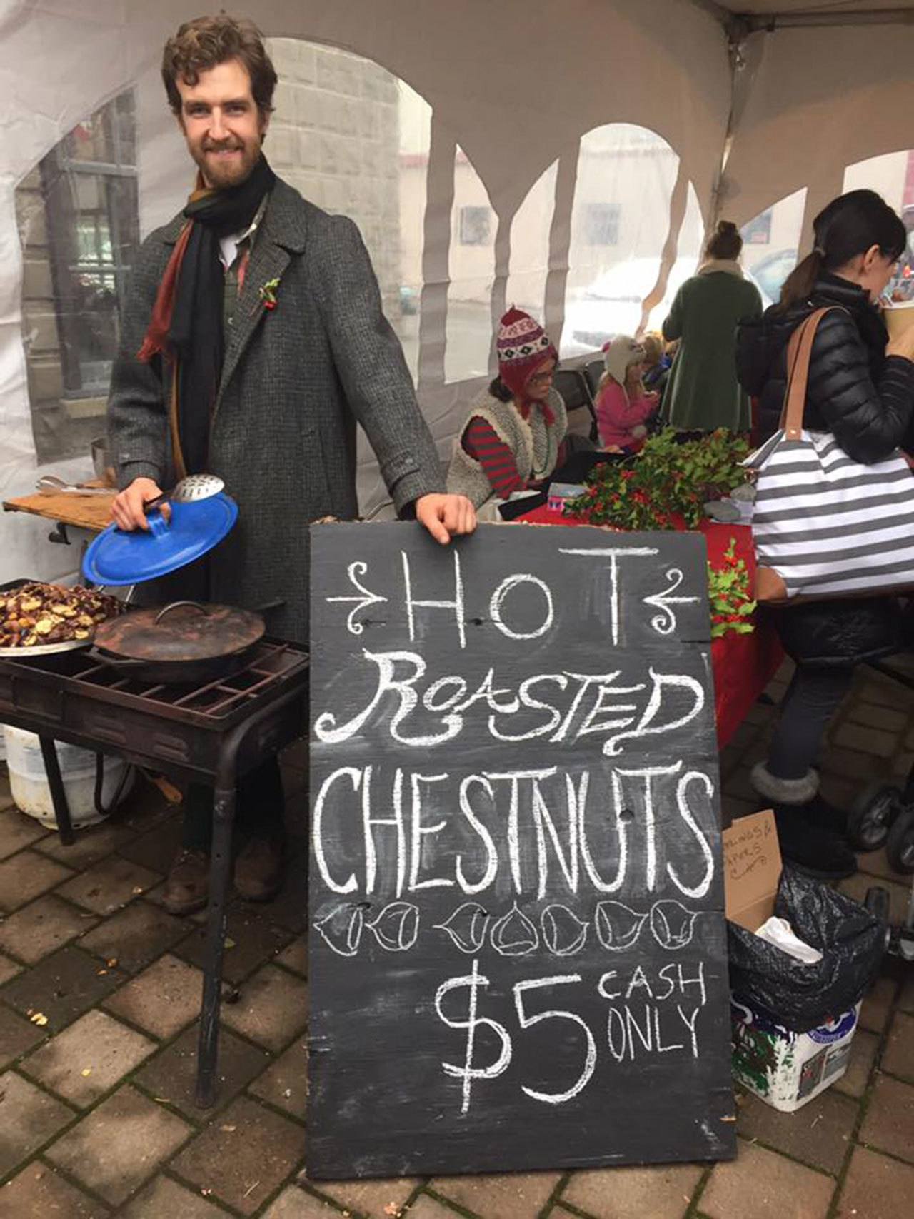 Contributed photo/Ferah Uri                                Roasted chestnuts are sold at Brickworks Old-Fashioned Christmas Market.