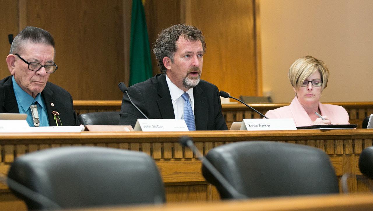 Contributed photo                                Sen. Kevin Ranker, D-Orcas Island speaks at the Senate Energy, Environment and Telecommunications Committee in Jan. 2015.