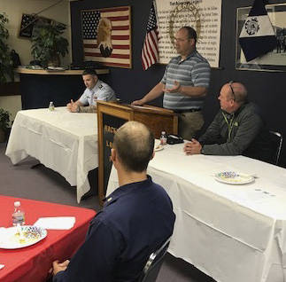 Contributed photo                                San Juan County Sherriff Ron Krebs speaks to the U.S. Coast Guard Auxiliary’s San Juan Island Detachment in Friday Harbor.