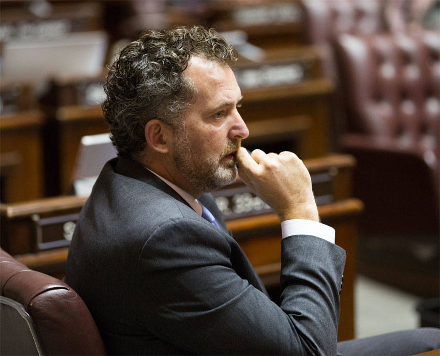 Contributed photo                                Kevin Ranker on the Senate floor contemplating his vote on yet another measure. He was one of only seven Senators to oppose SB 6617.