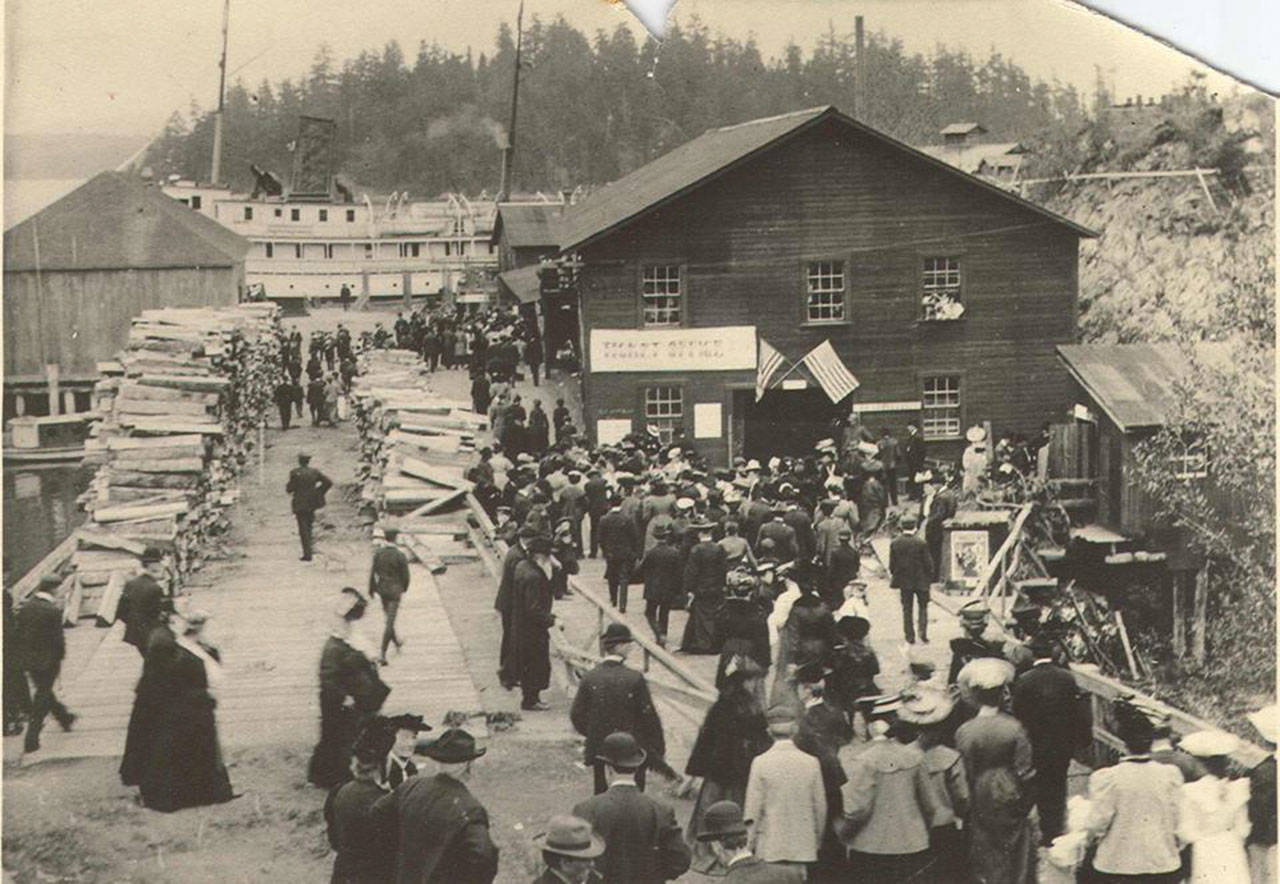 Contributed photo/San Juan Island Historical Musem                                Attendees gather at the first county fair held in 1906 at the cannery by the waterfront.