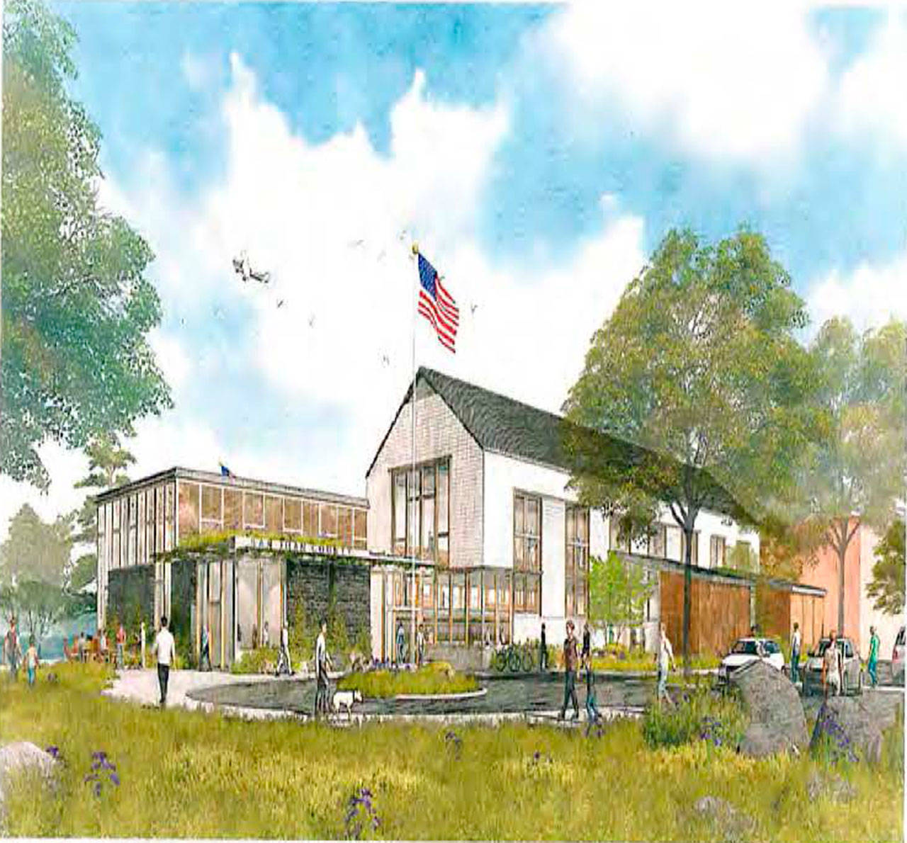 Contributed image/San Juan County                                One project includes creating plans to potentially add a new county administrative building. Above is an artist’s rendition of the west view of the proposed building from Second Street.