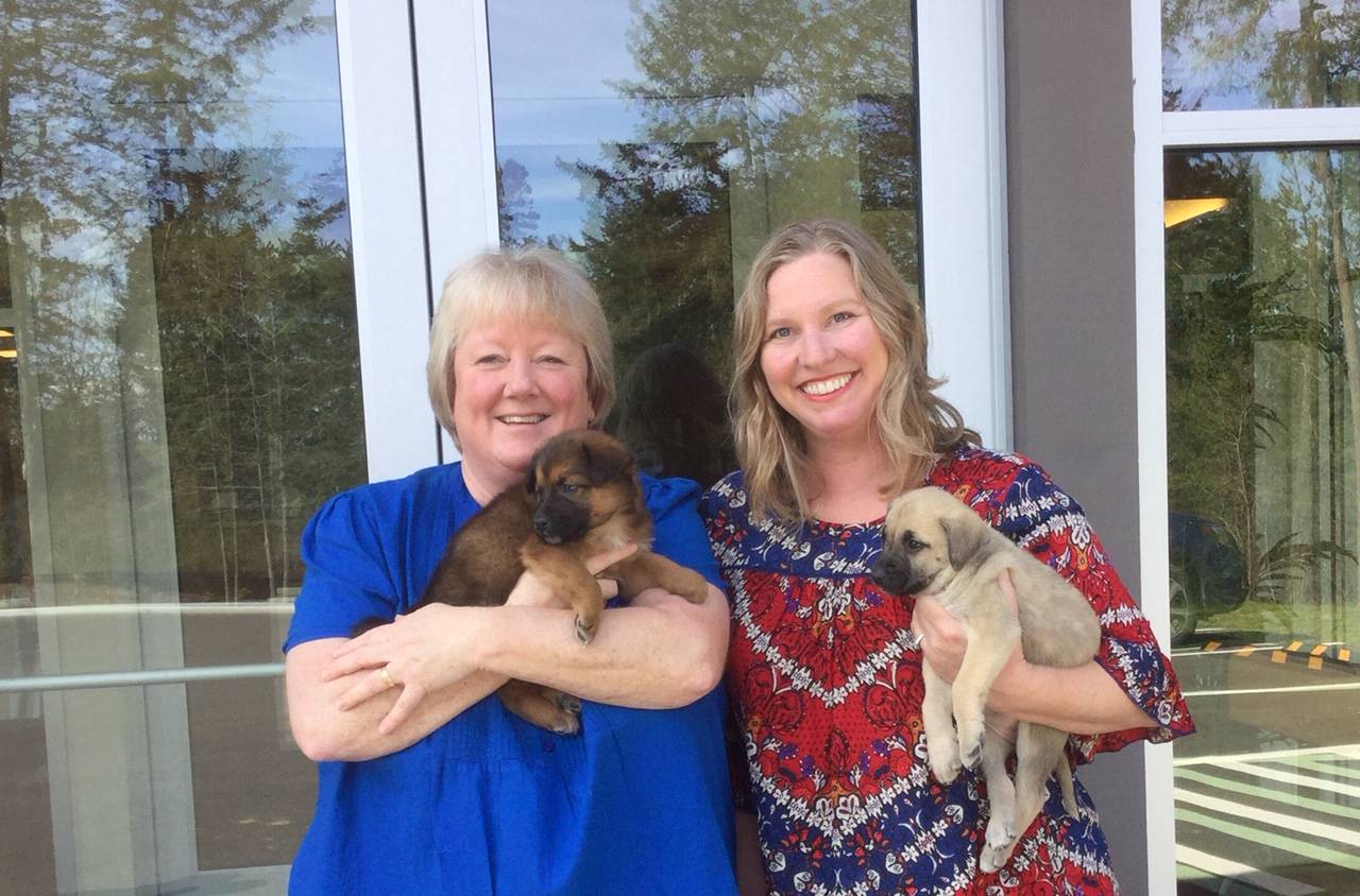 Contributed photo/Animal Protection Society of Friday Harbor                                Leslie with ‘Gucci’ and Cristin with ‘Versace’.