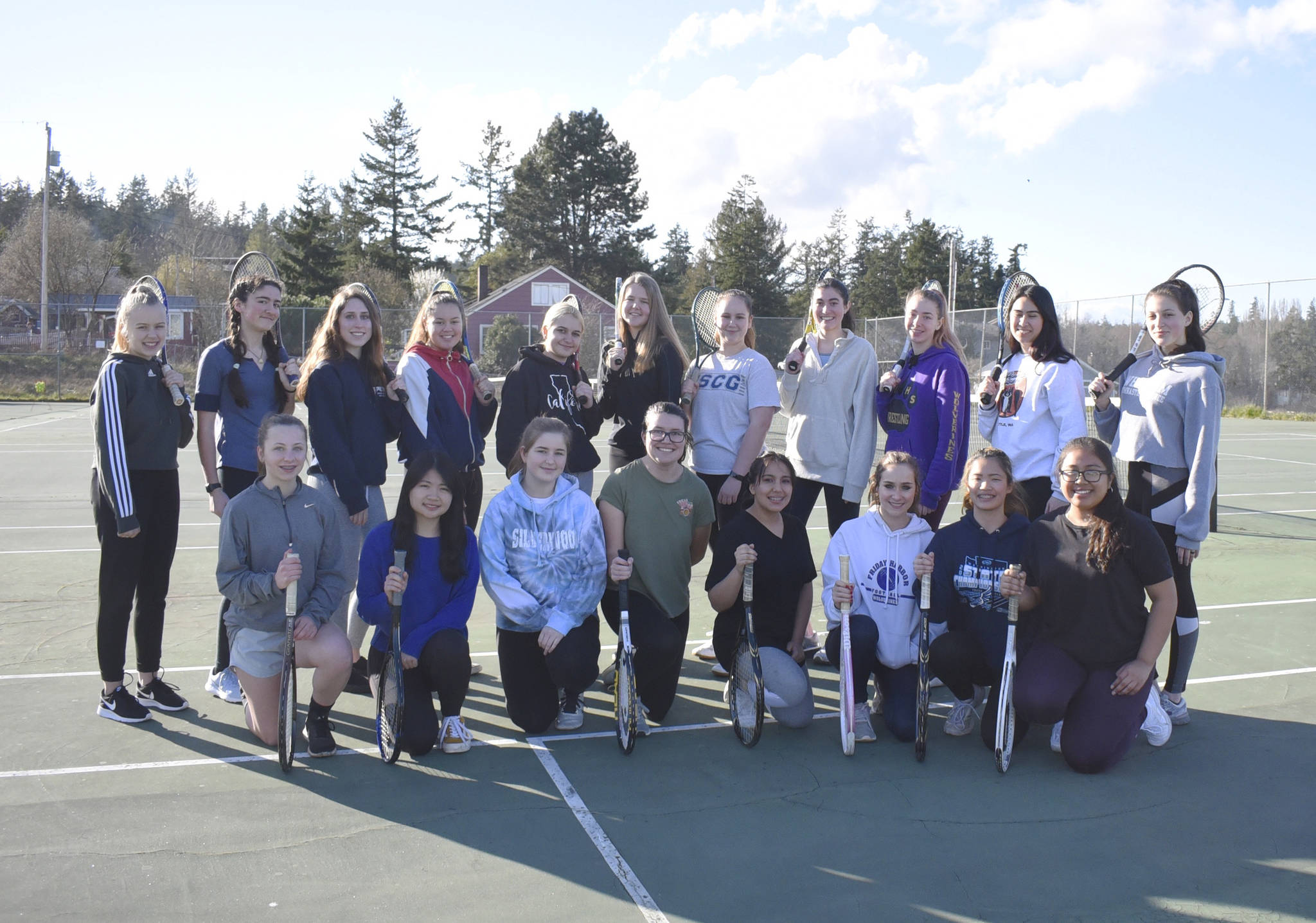 Tate Thomson/Staff photo                                 Front row (left to right): Meg Carrier, Maggie Chin, Emily Walters, Amelia Etinge, Clarissa Felix, Allie Fleming, Kai Di Bona. Back row (right to left): Magaly Aguayo, Kyla Balcomb-Bartok, Ayla Ridwan, Lizzy Lee, Emma Mughal, Eleanor Rollins, Lucy Martin, Noa Alvarez Perez, Lillia Gamez, Emilie Mason, Lucy Marinkovich, Isabella Vanderyacht. Not pictured: Haley Rennick, Ivonne Plaza, Trinity Cullen, Sonora Tate, Rachel Snow, Molly Tangney, Eva Sanabria, Taylor Hollis, Phaedra Nielson.