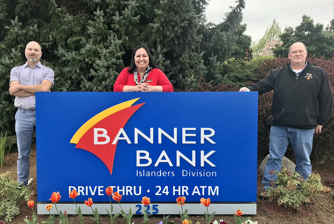 Contributed photo
San Juan Public Schools Foundation President Floyd Bourne, Banner Bank Branch Manager Martha Alvarado, and Friday Harbor Middle School Assistant Principal Rod Turnbull.