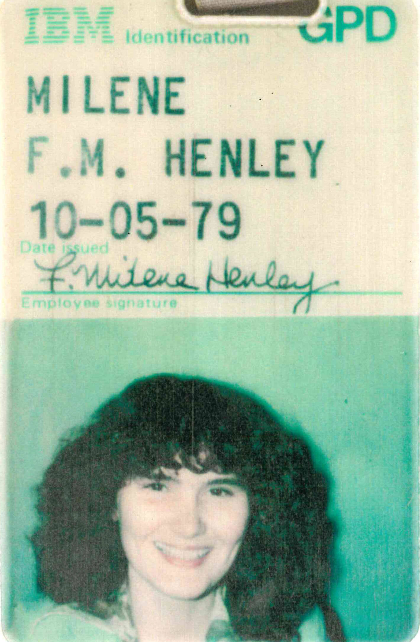 Milene’s employee badge from when she worked at IBM.