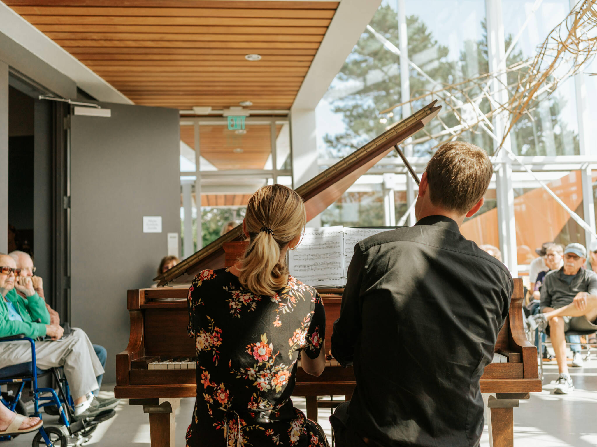 Contributed photo by the Archipelago Collective
Cellist Nathan Chan, violinist Andy Liang, and pianist Elizabeth Dorman performing a piano trio by Dvorak in the Brickworks.