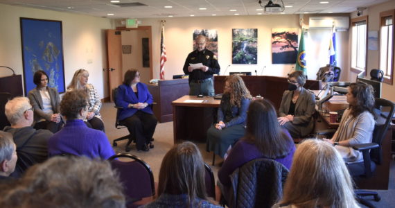 Kelley Balcomb-Bartok \ Staff photo
Several San Juan County elected officials held an informal meet and greet with the public in the County Council chambers in Friday Harbor Saturday, Jan. 28.