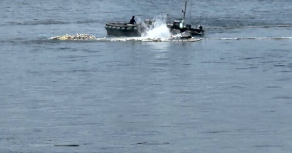 Kelley Balcomb-Bartok / Staff photo
The ALEUTIAN ISLE fishing boat just moments before it sank off the west side of San Juan Island.