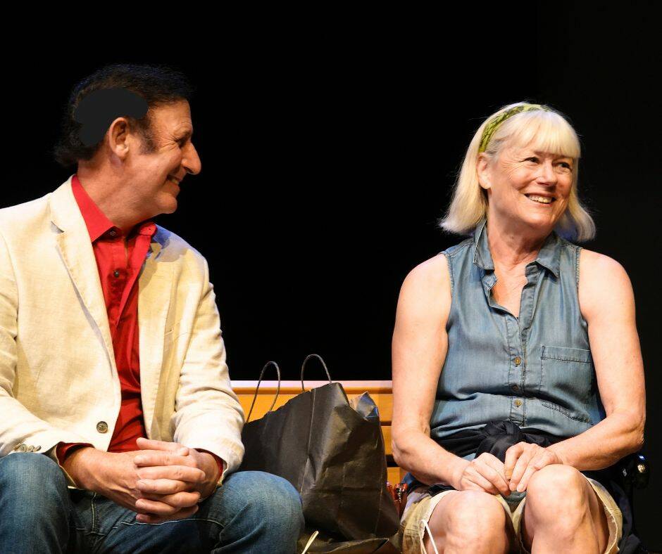 Contributed photo
Eric Concord plays an island newcomer learning the history of Friday Harbor from a local in “Tangled Memories,” directed by Jane Maxwell Campbell