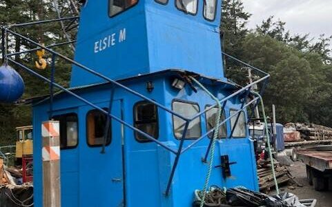 Heather Spaulding Staff photo
The cabin of the Elsie Mtugboat broke off and sits on land at Shipyard.