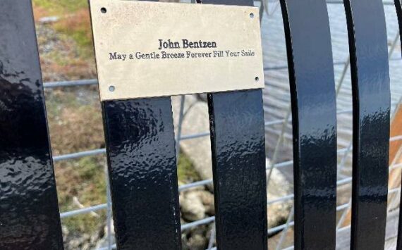 Contributed photo
Plaque on bench dedicating it to John Bentzen.